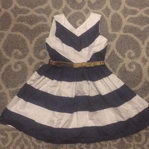 Blue and white striped dress